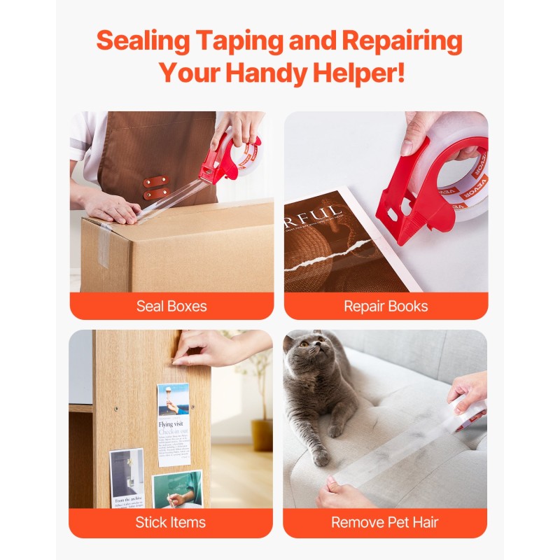 Pakkausteippi läpinäkyvä 47,8 mm 59,4 m 6 rullaa akryyliliimalla annostelijalla