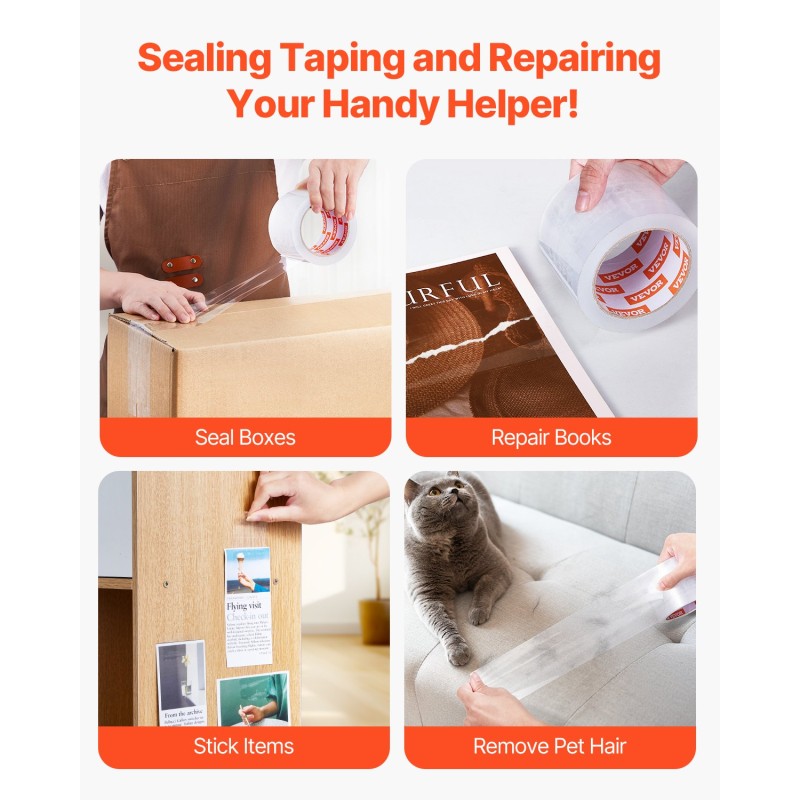 Pakkausteippisetti läpinäkyvä 6 rullaa 76 mm leveä 59,4 m 2,7 mil paksu