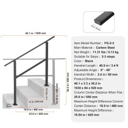 Käsijohde hiiliteräksinen musta 2–3 askelmaa säädettävä kulma 0–40 astetta
