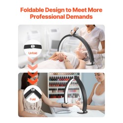 Puolikuun muotoinen LED-pöytävalo säädettävällä 3200–5600K värilämpötilalla alumiiniseosjalalla kynsi- ja ripsityöhön