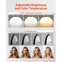 LED-lattiavalaisin puolikuu-muotoinen 26-tuumainen musta alumiinijalustalla kauneudenhoitoon