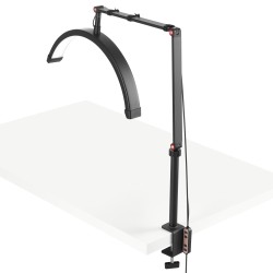 Pöytäkiinnitteinen puolikuun LED valaisin alumiinirunko C puristimella säädettävä 3000 6000K