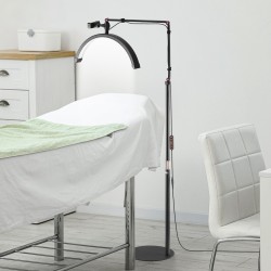 Puolikuun LED-työvalo kaksitoiminen lattiavalaisin ja pöytäkiinnike musta säädettävä värilämpötila