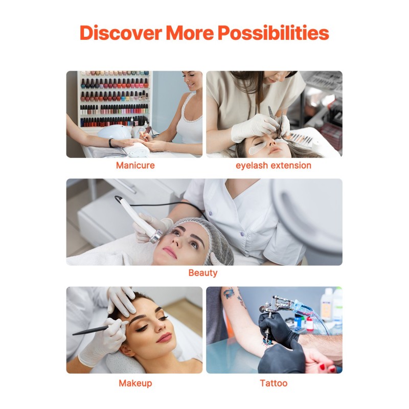 Pöytävalaisin alumiiniseosrunko puolikuun muotoinen musta säädettävä värilämpötila 3000–6000K kauneustyöhön