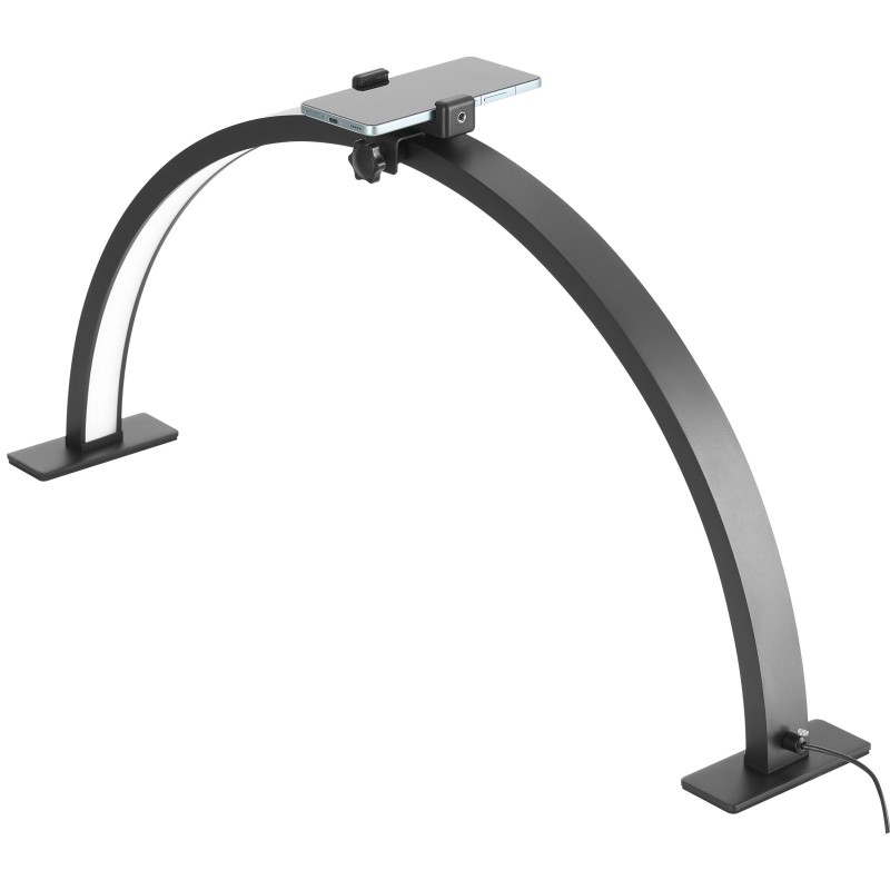 Pöytävalaisin alumiiniseosrunko puolikuun muotoinen musta säädettävä värilämpötila 3000–6000K kauneustyöhön