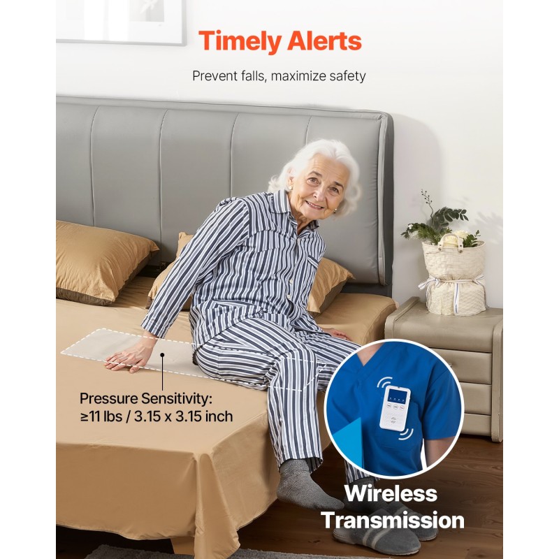 Vuoteen anturityyny 10 x 35 tuumaa PVC hoivakäyttöön langaton hälytysjärjestelmä