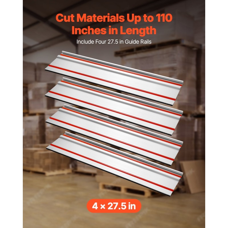 Alumiininen ohjainkiskosarja 4 kpl 699 mm 3 liitintä leikkuupituus 2794 mm