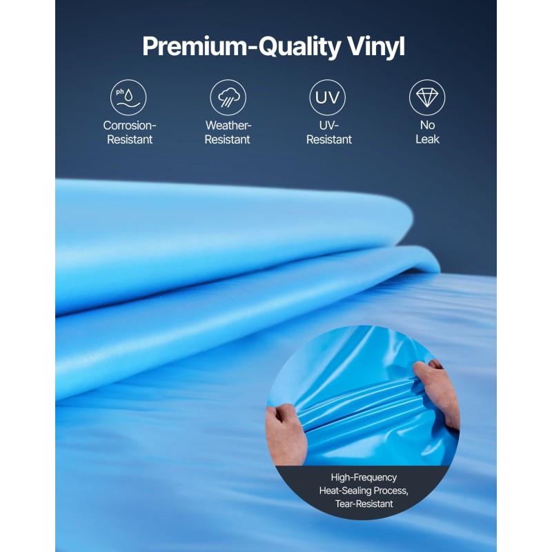 Uima-altaan vinyylivuori soikeaan altaaseen päälle limittävä sopii enintään 132 cm