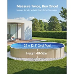 Ovaalin maanpäällisen uima-altaan vinyyliallasmuovi 610x375 cm 132 cm seinäkorkeudelle