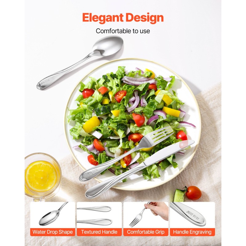 Ruokailuvälinesetti 65-osainen 18/10 ruostumaton teräs peilikiiltoinen 12 hengelle