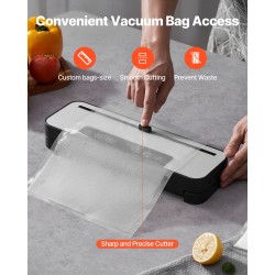 Vakuumipakkauslaite kompakti 5-toimintoinen 100W ABS+PC 10 pussia sisäänrakennettu leikkuri