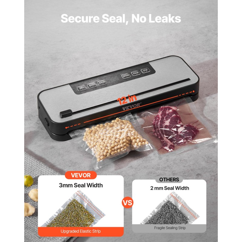 Vakuumipakkauslaite kompakti 5-toimintoinen 100W ABS+PC 10 pussia sisäänrakennettu leikkuri