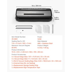 Tyhjiöpakkauskone 120 W 80 kPa muovi ja ruostumaton teräs kompakti 7 toimintoa