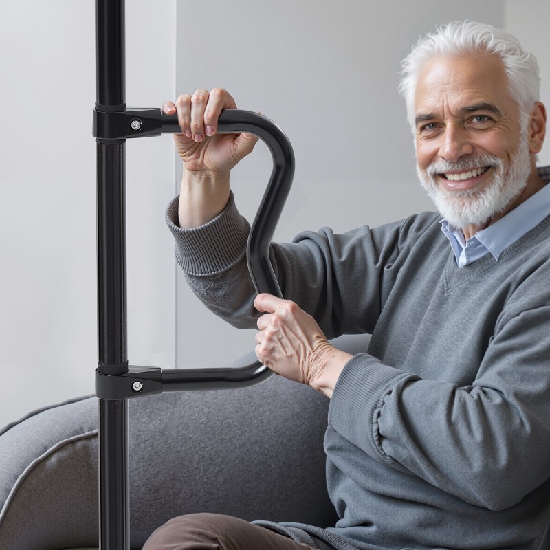 Lattia katto turvatanko säädettävä musta hiiliteräs alumiiniseos 2140–3050 mm 136 kg