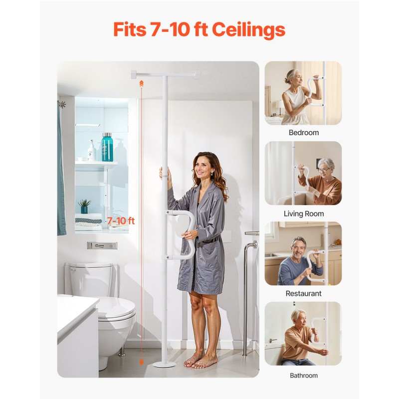 Tukitanko lattiasta kattoon hiiliteräs alumiiniseos säädettävä 214–305 cm 136 kg