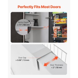 10-tasoinen oveen ripustettava säilytyshylly teräsrunko valkoinen 420x180x1950 mm