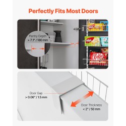 Ovien päälle ripustettava säilytyshylly 8-tasoinen teräksinen valkoinen