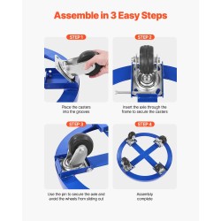 Hiiliteräs tynnyrikuljetusalusta 55 gallonan tynnyreille 907 kg kantavuus 4 kääntyvää pyörää