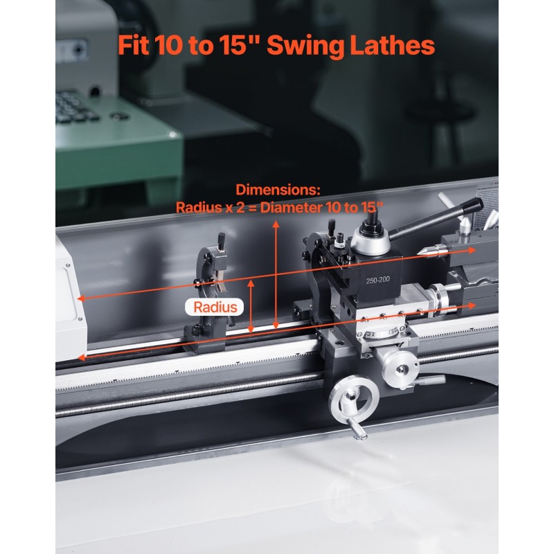 Pikavaihtoinen sorvin työkalupidinsarja kahdeksanosainen teräs 254–381 mm kääntöhalkaisija