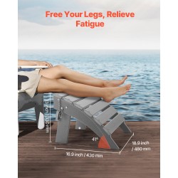 Taitettava Adirondack-rahi HDPE-muovi 330 mm korkeus harmaa ulkokäyttöön