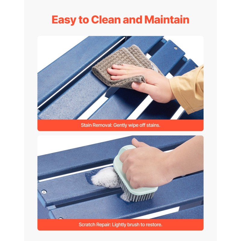 Taitettava HDPE-muovinen Adirondack-jalkatuki sininen 350 mm ulkokäyttöön