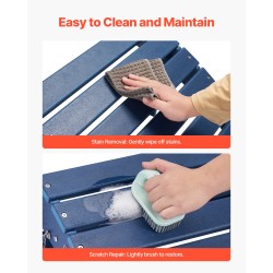 Taitettava Adirondack-jalkatuki HDPE-muovi sininen korkeus 330 mm