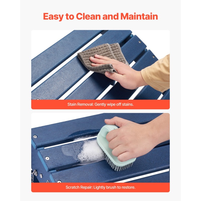 Taitettava Adirondack-jalkatuki HDPE-muovi sininen korkeus 330 mm