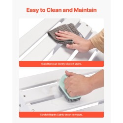 Taitettava Adirondack-jalkarahi HDPE-muovi valkoinen ulkokäyttö 350 mm 304 ruostumattomat ruuvit