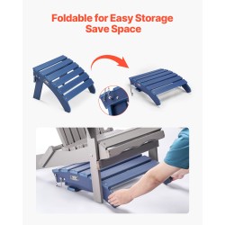 Taitettava Adirondack-jalkatuki HDPE-muovinen ulkokäyttöön sininen 350 mm 2 kpl