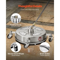 Painepesurin pintapesuri 14 tuuman ruostumaton teräs 4 pyörää betonille terasseille patioille