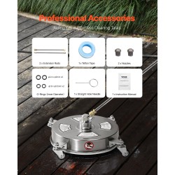 Painepesurin pintapesuri 14 tuuman ruostumaton teräs 4 pyörää betonille terasseille patioille