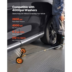 Painepesurin 16-tuumainen alustanpuhdistin ruostumatonta terästä ja alumiiniseosta 4 suutinta 2 jatkovartta