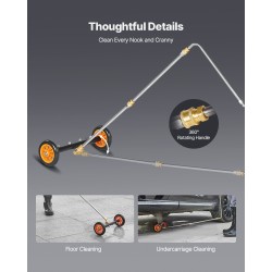Painepesurin 16-tuumainen alustanpuhdistin ruostumatonta terästä ja alumiiniseosta 4 suutinta 2 jatkovartta