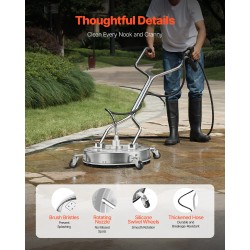 Pintapesuri 21-tuumainen ruostumaton teräs painepesukäyttöön kaksoissuutin neljä pyörää