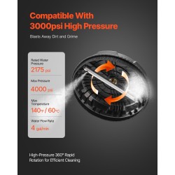 Pintapesuri painepesuriin 15-tuumainen 304-ruostumaton teräslevy 4 pyörää