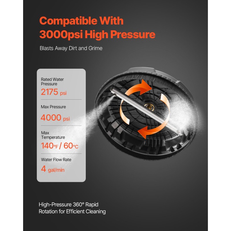 Pintapesuri painepesuriin 15-tuumainen 304-ruostumaton teräslevy 4 pyörää