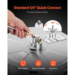 Painepesurin pintapesuri 15-tuumainen ruostumattomasta teräksestä 4 pyörää 2 suutinta betonille ja terasseille