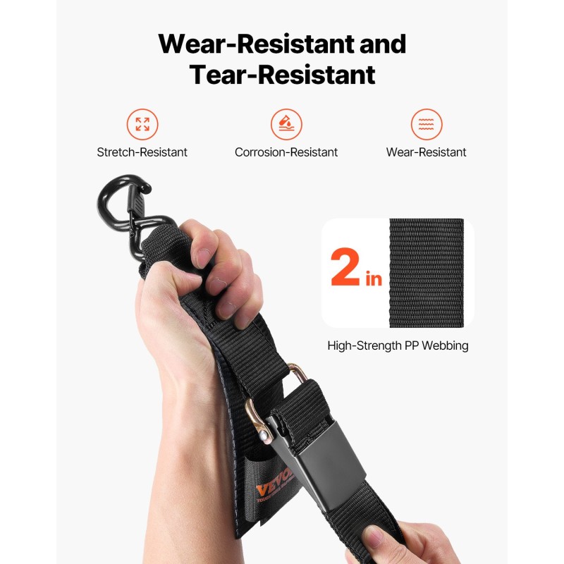 Itsestään kelautuvat räikkäkiristimet teräs ja PP-muovi 5×122 cm 226,8 kg 2-osainen peräkärryihin