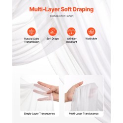 Hääkukkasetti 3-osainen valkoinen läpikuultava verho 6,4 metriä silkkikukat ruusut ja pionit