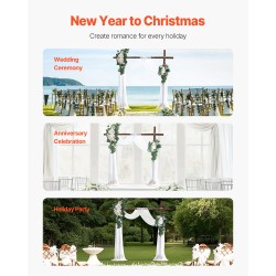 Hääkaarikoristesetti 4-osainen 2 silkkikukkaryhmää ja 6,4 m läpikuultavat verhot