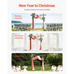 Kaari- ja verhosetti 4-osainen silkkikukkineen läpikuultavat verhot 6,4m häätausta