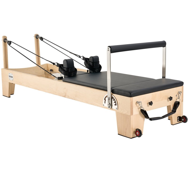 Pilates-reformerikone massiivipuusta 2380x735x925 mm jousi ja köysi istuinlaatikolla kotisalille ja studioille