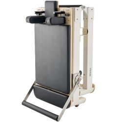 Taitettava pilates reformerlaite kotikäyttöön istuinlaatikolla ja kaksinkertaisella vastuksella