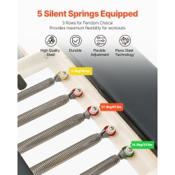 Taitettava pilates-reformerlaite kotikäyttöön istuinlaatikolla ja kaksinkertaisella vastuksella