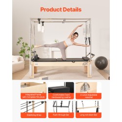 Pilates-reformer puurunkoinen kaksoisvastuksella koti- ja studiokäyttöön reformer-laatikko hyppylauta