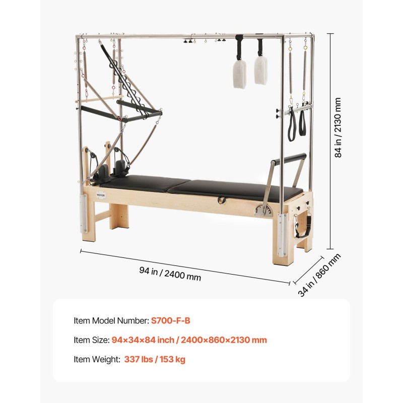 Pilates-reformer puurunkoinen kaksoisvastuksella koti- ja studiokäyttöön reformer-laatikko hyppylauta