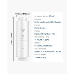 Käänteisosmoosisuodatin muovikotelo käänteisosmoosikalvolla altaan alle asennettava 400 gallonaa vuorokaudessa