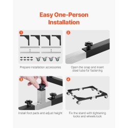 Säädettävä kodinkonesteline ruostumatonta terästä 544 kg kantavuus 8 kääntyvää pyörää 4 jarrulla
