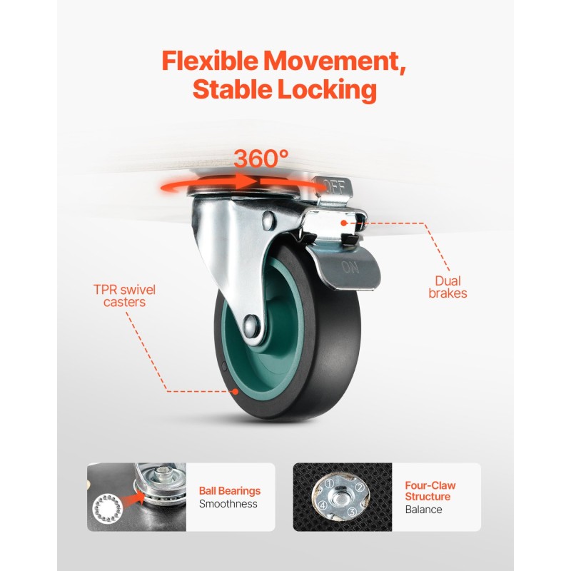 Huonekalukärry kaksi kappaletta 250 kg kantavuudella neljä pyörää joista kaksi jarrulla