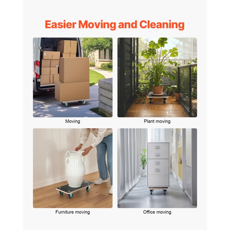 Huonekalukärry kaksi kappaletta 250 kg kantavuudella neljä pyörää joista kaksi jarrulla